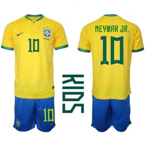 Brazil Neymar Jr #10 Domaci Dres za Dječji SP 2022 Kratak Rukavima (+ kratke hlače)